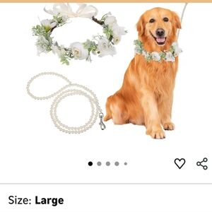 Floral Dog Collar and Pearl Leash Set
